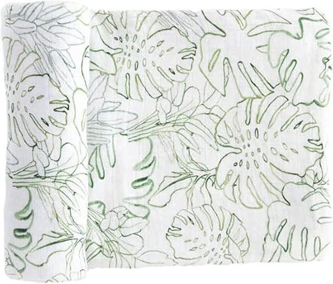 RED ROVR 100% Certified Organic Cotton Muslin Swaddle | Newborn Receiving Blanket | Baby Wrap | Boy, Girl, Unisex | Soft, Lightweight, Breathable | Burping, Nursing, Swaddling | 44"x44" | Jungle Lea