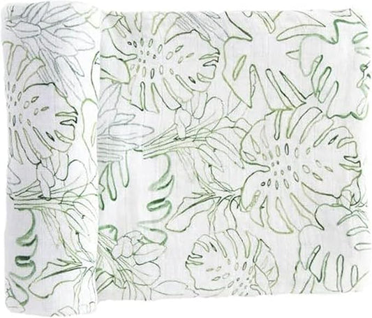 RED ROVR 100% Certified Organic Cotton Muslin Swaddle | Newborn Receiving Blanket | Baby Wrap | Boy, Girl, Unisex | Soft, Lightweight, Breathable | Burping, Nursing, Swaddling | 44"x44" | Jungle Lea