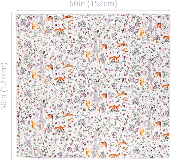 Toddler Blanket 50 x 60 Inch, Large Baby Blanket for Kids, Super Soft Warm Minky with Dotted Backing, Purple Animals