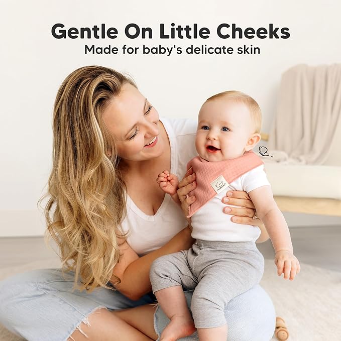 KeaBabies 8-Pack Bandana Bibs for Baby Girls, Boys - Organic Cotton Baby Bibs for Drooling & Teething Newborn, Toddler, Infant 0-36 months, Extra Soft, Absorbent Cloth with Snaps (Muted Pastel/Quin)