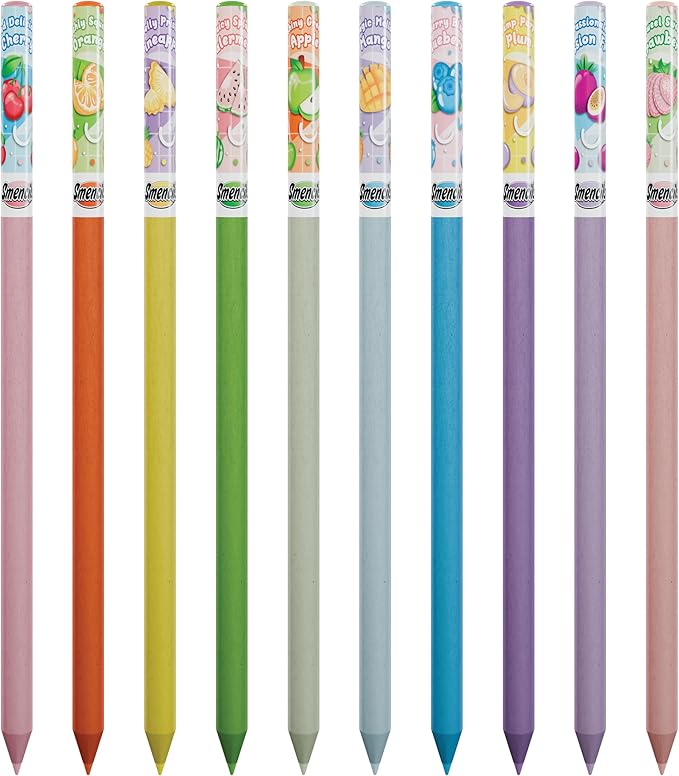 Pastel Colored Smencils - Patented Gourmet Scented Colored Pencils made from Recycled Newspapers, 10 Count, Gifts for Kids, School Supplies, Classroom Rewards