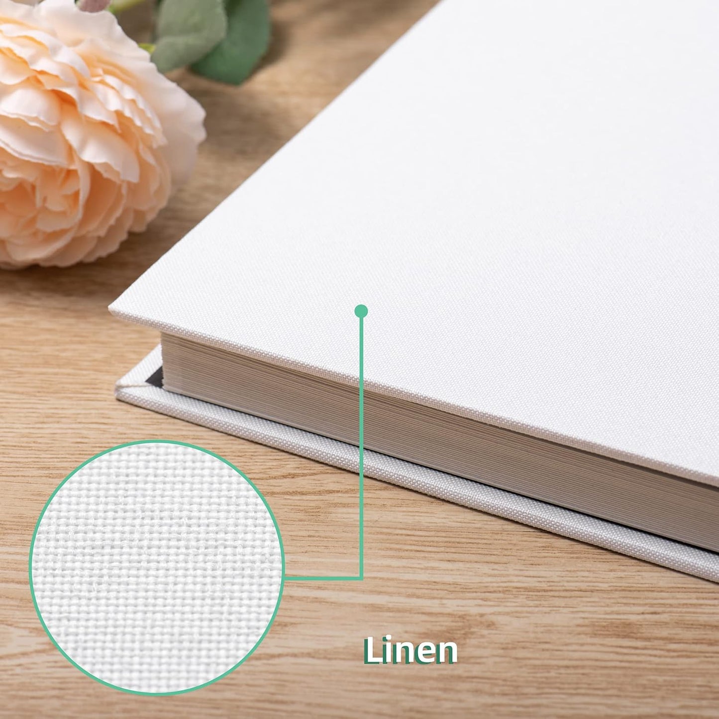 Large Photo Album Self Adhesive Scrapbook Album for 4×6 8×10 Pictures DIY Magnetic Linen Cover Album 60 Pages for Family Wedding Gifts with Metal Pen and Plastic Board