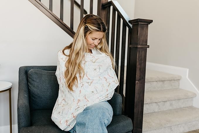 Copper Pearl Multi-Use Cover: Car Seat & Stroller Cover for Sun - Stretchy Fabric, All-Season Use, Stylish Designs, Easy Access for Moms - Coral