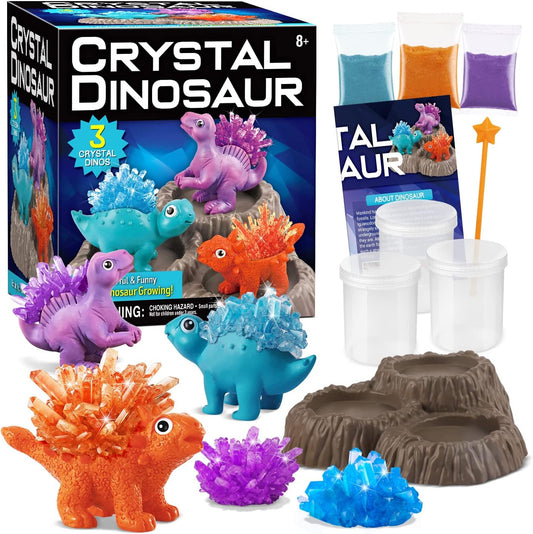 XXTOYS Crystal Growing Kit for Kids - 3 Vibrant Colored Dinosaurs to Grow - Science Kits for Kids Age 6-8, Great Gifts Toys for Boys & Girls 8-12, STEM Projects for Kid