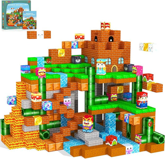 Magnetic Blocks Kids Toys & Games, Magnetic Building Cubes Montessori Construction Sensory Toys for 3-5 5-7 6-8 8-13 Year Old Boys Girls, Toddler for Ages 3+ Birthday Decorations Party Favors Gifts