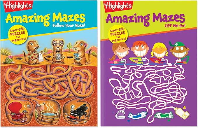 Highlights for Children Amazing Mazes Beginner Maze Books for Kids Ages 3-6, 144 Pages, 2-Pack of Activity Books, Screen Free Fun and Challenging Mazes for Kids