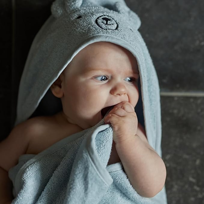 Baby Hooded Towel – Organic Cotton Baby Bath Towels – Baby Towels, Baby Bath Towels for Baby Boy, 32" x 32" Super-Soft and Absorbent Baby Towels for Newborn(Bear - Baby Blue)