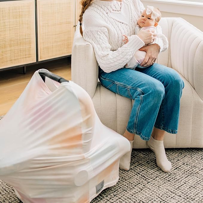 Baby Car Seat Cover Canopy and Nursing Cover Multi-Use Stretchy 5 in 1 Gift "Nova" by Copper Pearl