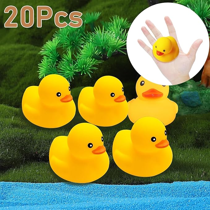 Yellow Rubber Ducks Bath Toys 20Pack, Bathtub Floating Squeaky Duck Bulk Baby Preschool Bath Toy for Baby Shower Infants Kids Toddler Birthday Party Decoration Gift (Large)