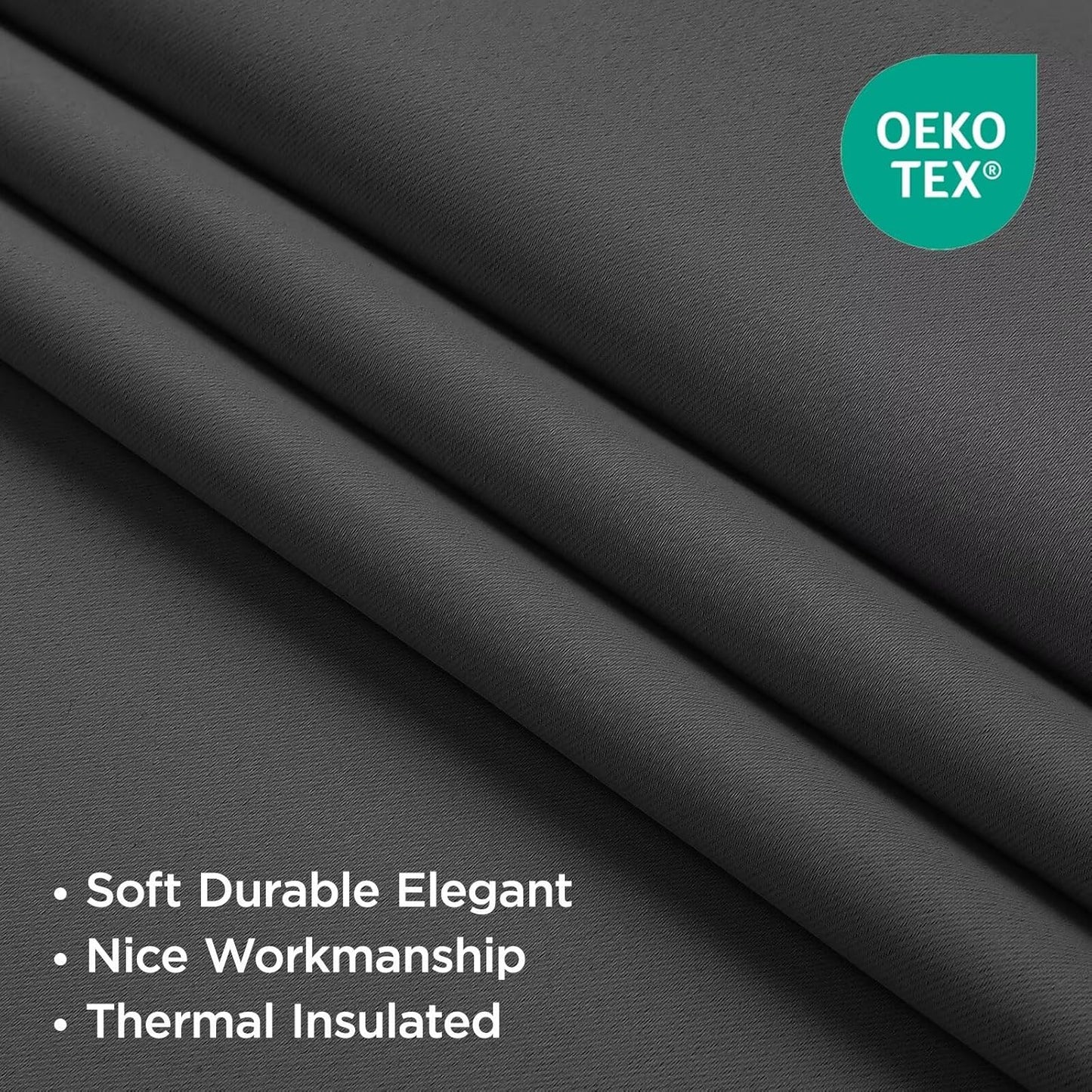 Joydeco Blackout Curtains 96 Inches Long for Bedroom, Thermal Insulated Black Out Curtains 2 Panels Set for Bedroom, Room Darkening Drapes for Living Room Window (W52 x L96 Inch, Dark Grey)