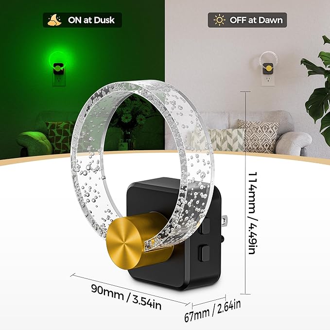 DORESshop Night Lights Plug Into Wall, LED Night Light Color Changing RGB with Dusk-to-Dawn Sensor, Adjustable Brightness Dimmable Nightlights for Hallway, Bedroom,Kids Room