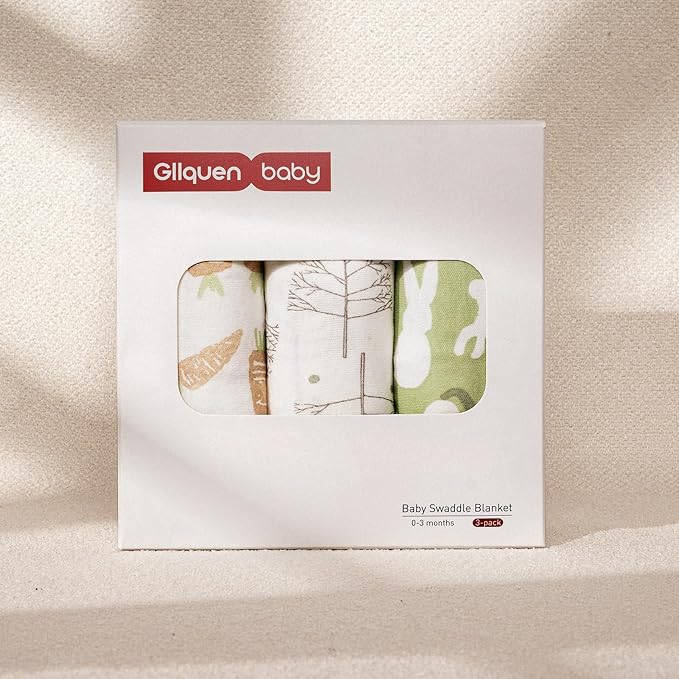 GLLQUEN BABY Swaddle Blanket Sleep Sacks for Newborn - Baby Swaddles 0-3 Months, 3-Pack Newborn Swaddling Sack, Cute Rabbit,Swaddle Wrap, Baby Essentials, Registry & Gift (Small/Medium)