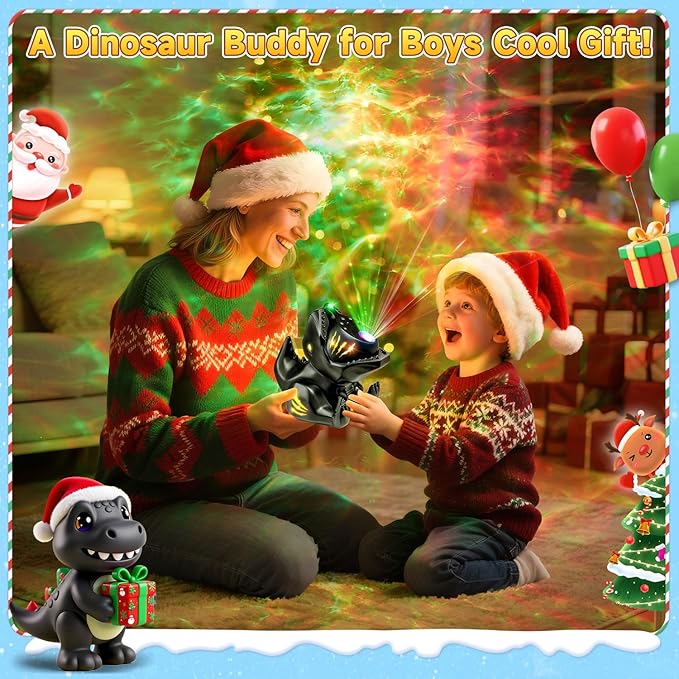 PIKOY Dinosaur Night Light & Sound Machine Baby | 22 White Noises+18 RGB Colors Galaxy Light Projector & Soothing Music | Bluetooth Speaker+Remote+Timer White Noise Machine | Dinosaur Gifts for Boys