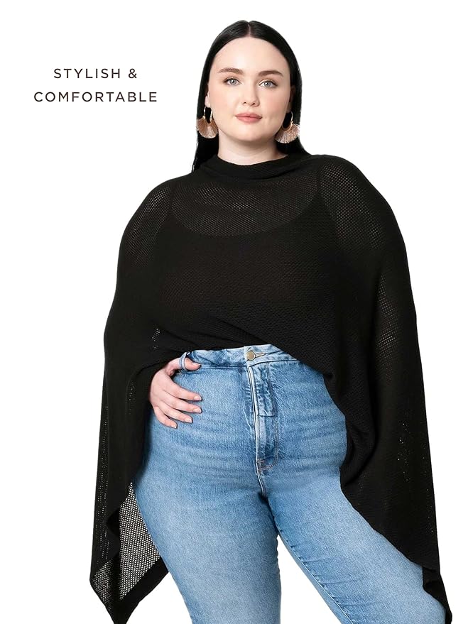 We are Amma | The Cocoon™ - Newborn Essentials Must Haves: Nursing Cover for Breast Feeding Essentials | Nursing Sweater Used as Breastfeeding Cover (Black, Plus Size)