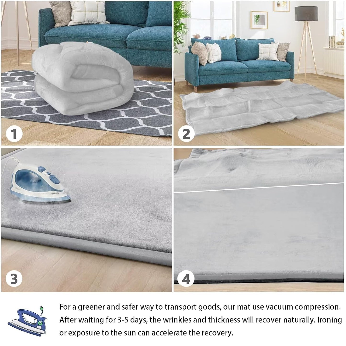 Baby Play Mat for Floor Tummy Time Nursery Muscle Area Rug Playroom Rug Tatami Mat 50 * 50" Memory Foam 1.3" Thick Crawling for Babies,Toddlers, Infants, Kids(Light Gray)