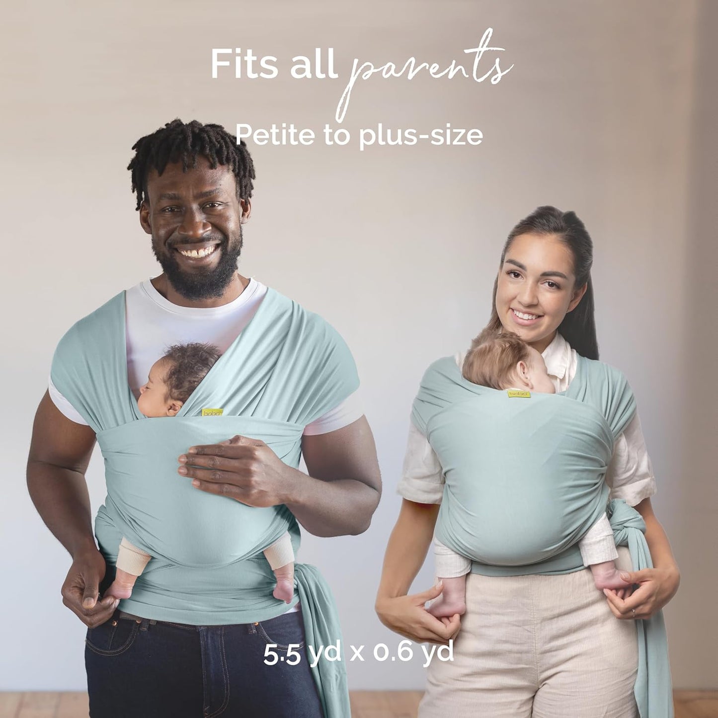 Boba Baby Wrap Carrier - Original Baby Carrier Wrap Sling for Newborns - Baby Wearing Essentials - Newborn Wrap Swaddle Holder, Newborn to Toddler Infant Sling (Serenity Sea Mist)