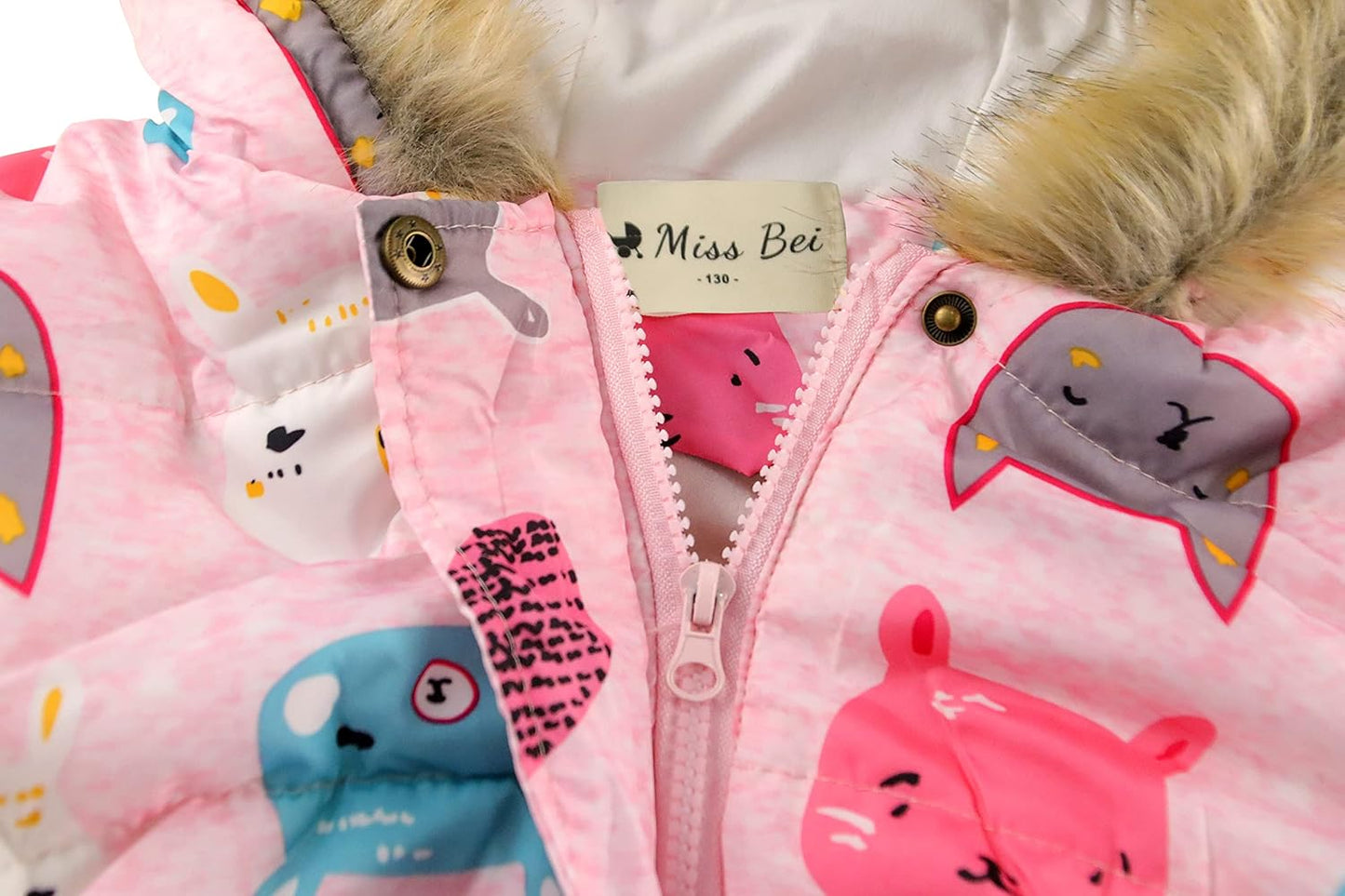 Miss Bei Girl's Winter Coat Jacket Hooded Kids Toddler Flower Print Parka Outwear Warm Cotton Puffer Hooded Jacket