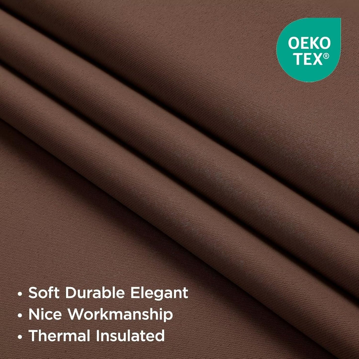 Joydeco Blackout Curtains 96 Inches Long for Bedroom, Thermal Insulated Black Out Curtains 2 Panels Set, Room Darkening Drapes for Living Room Window (W52 x L96 Inch, Brown)