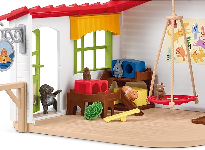 Schleich Farm World - 54PC Baby Animal Hotel Playset with Cute Pets, Caretaker and Movable Accessories - Realistic Animal Figurine Play Set - Fun Educational Toys for Kids and Toddlers Ages 3+| 42607
