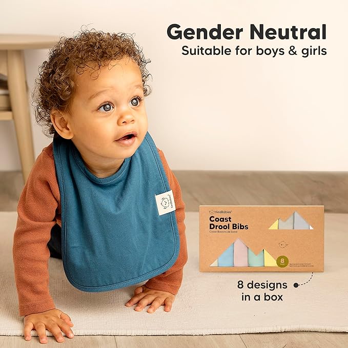 KeaBabies 8-Pack Organic Baby Bibs for Boys, Girls - Super Absorbent Cotton Drool Bibs for Baby Girl & Boy, Teething Toddler, Drooling Newborn, Ultra Soft & Machine Washable (Dawn)