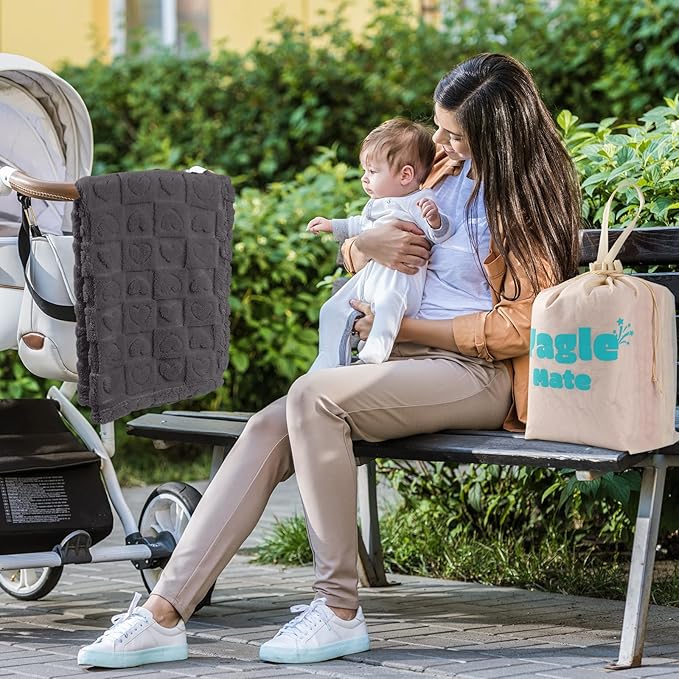 4 Pcs Baby Blankets for Boys Soft Toddler Small Blanket for Daycare, Fleece Kid Mini Blanket for Crib Baby Shower, 3040, Grey