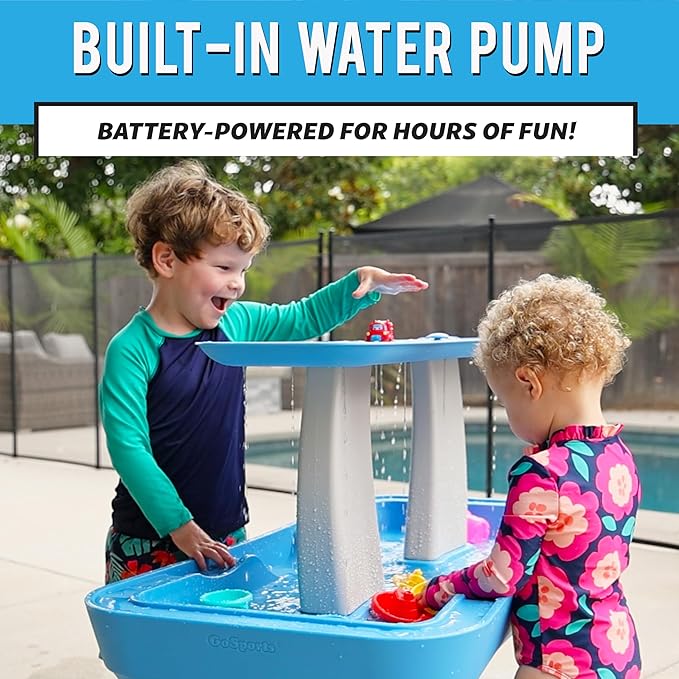 GoSports Water Table With Pump for Toddlers Ages 1.5-4 Years - Outdoor Play Table for Kids With Integrated Circulating Pump