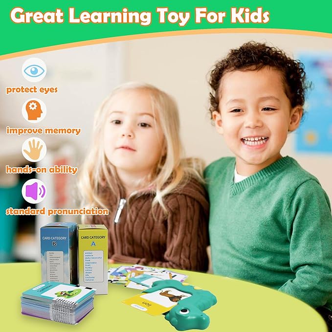MAYAPHILOS English Talking Flash Cards with 224 Sight Words, Pocket Speech Therapy Toys, Interactive Autism Sensory Toy, Eductional Toys Learn English for Kids