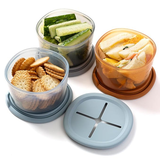 Moonkie Silicone Snack Containers for Kids | 8 oz Baby Food Storage Containers with Airtight Lids and A Snack Lid | Baby Food Jars | BPA Free | Freezer & Dishwasher Safe | 3 Pack