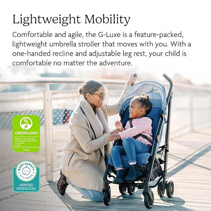 UPPAbaby G-Luxe Umbrella Stroller/Lightweight Design for Easy Travel/One-Step Fold + Recline/XL Basket + Canopy/Cup Holder Included/Greyson (Charcoal Mélange/Carbon Frame)