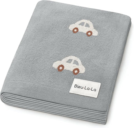 Baby Swaddle Blanket for Boys - 100% Oeko Tex Certified Natural Cotton Buttery Soft Cozy Receiving Swaddle Stroller Blanket for Shower Gift Registry for Newborns, Infants, Toddlers (Cars - Grey)