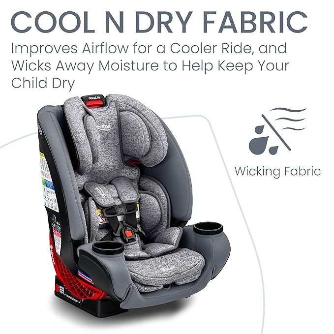 Britax One4Life Convertible Car Seat, 10 Years of Use from 5 to 120 Pounds, Converts from Rear-Facing Infant Car Seat to Forward-Facing Booster Seat, Performance Fabric, Cool N Dry Moonstone