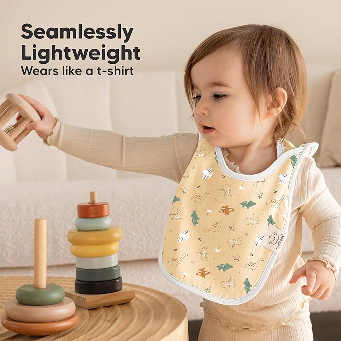 8-Pack Baby Bibs for Boys, Girls - Pullover Bibs for Drooling Teething Baby Girl & Boy Toddler, Newborn, Soft & Absorbent, Cute Colors, Large Torso Coverage Keep Infant Clean & Dry (Mesozoic)