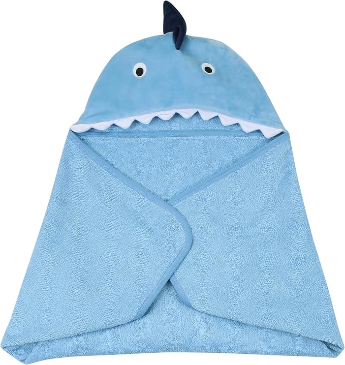 Lambs & Ivy Baby/Infant Luxury Cotton Terry Shark Hooded Bath Towel