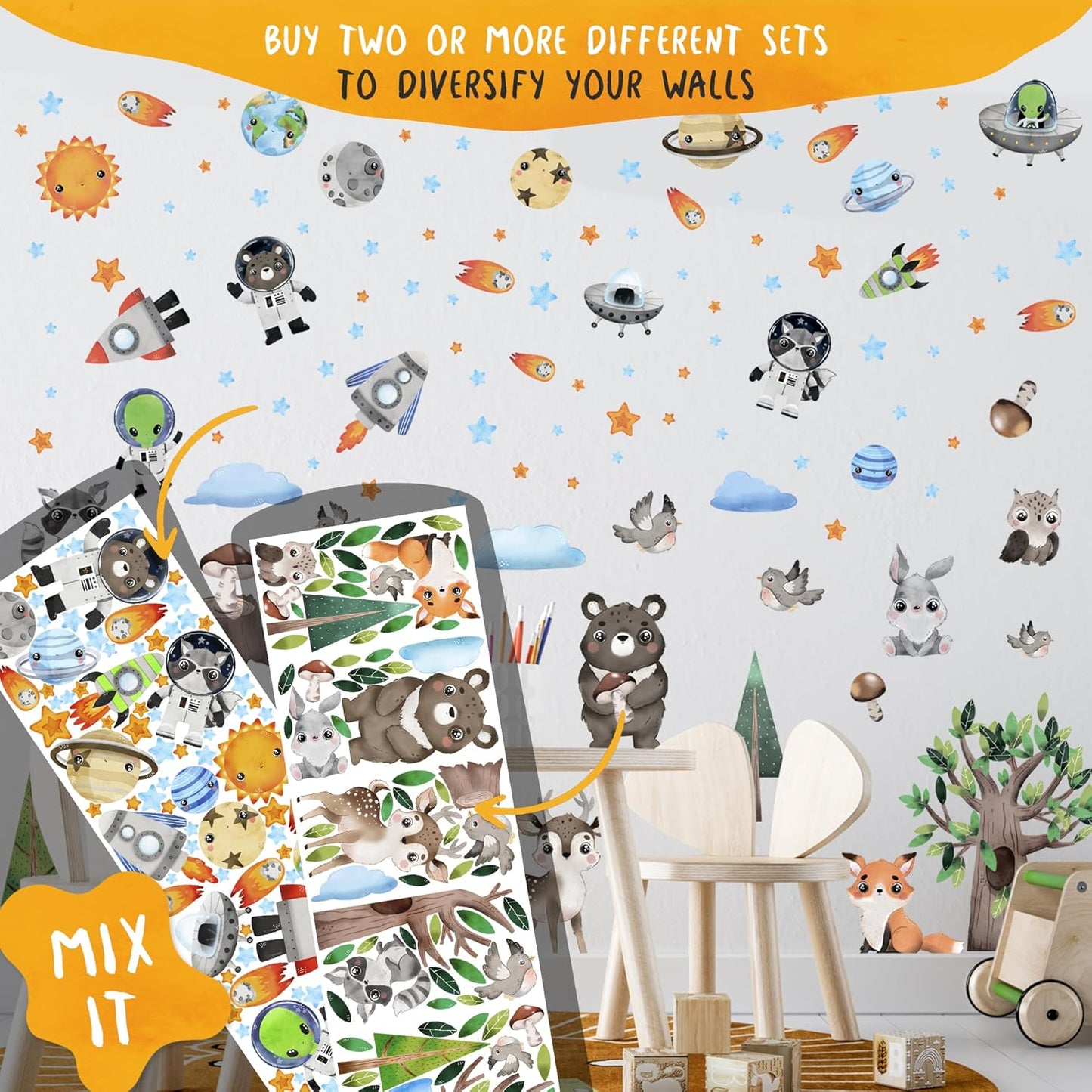 Dinosaur Wall Decals by Lipastick - Peel and Stick Palm Tree Dino Jurassic-Themed Stickers for Baby Nursery, Kids Room, Toddler Bedroom, Playroom, Daycare, Classroom Decor -S Size