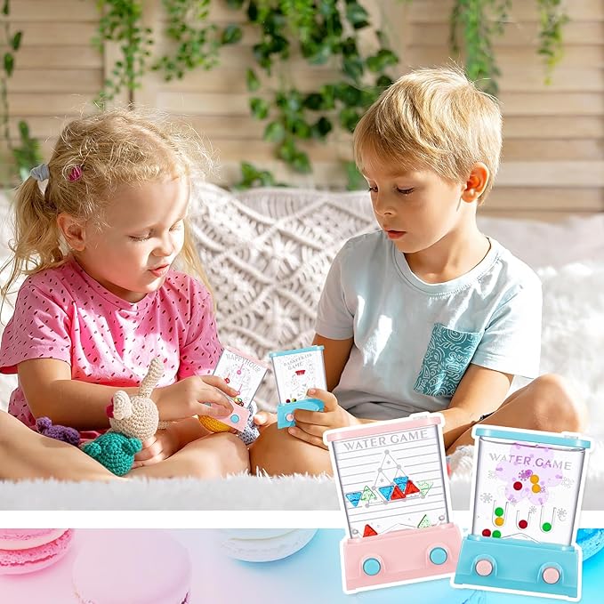 Sumind 10 Pieces Handheld Water Game for Kids Mini Water Ring Toss and Basketball Hoop Toy 90s Retro Mini Games for Goodie Bags Stuffers Birthday Return Gifts Classroom Rewards(Pastel,Lively Style)