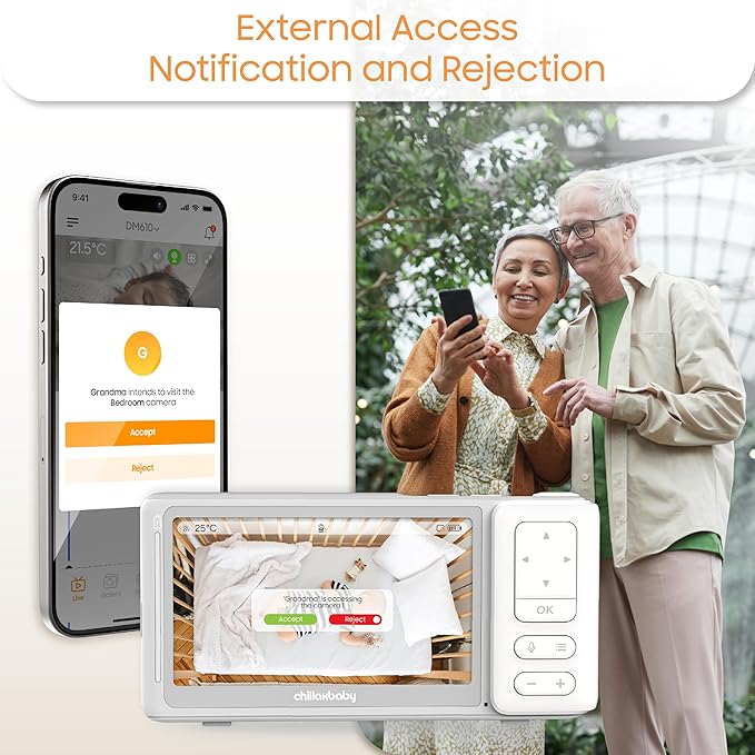 CHILLAX Giraffe Pro Portable Baby Monitor–Video Baby Monitor for Travel with Battery Base Stand,HD 1080p Camera and 5”Screen, Privacy Protection WiFi ON-Off Switch, Gooseneck Design, Night Vision