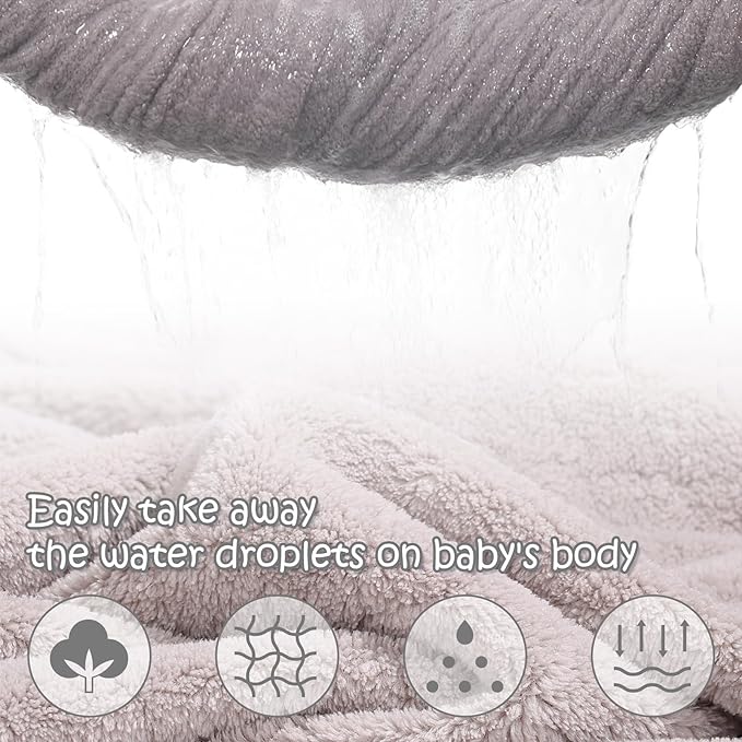 Baby Bath Towels with Hood, 50" x 32" Toddler Hooded Towels 0-5 Years,2-Pack Toddler Bath Towel Soft Absorbent with Animal Hood, Baby Bath & Hooded Towel