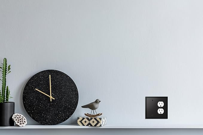 Henne Bery Modern Edge Decorative Wall Plate Switch Plate Outlet Cover, Durable Solid Zinc Alloy (Blank/Duplex, Matte Black)