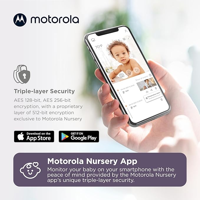 Motorola Nursery WiFi Video Baby Monitor with Camera and Audio, 5" Screen, HD PIP1510 Connect, 1000ft Range, Wall Mount, 2-Way Audio, Lullabies, Temperature Sensor, Zoom, Tilt