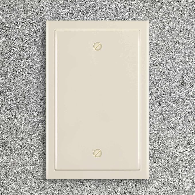 Modern Edge Decorative Wall Plate Switch Plate Outlet Cover, Durable Solid Zinc Alloy (Single Blank 2PK, Light Almond)