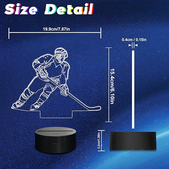 Hockey Gifts, 3D Rangers Hockey Lamp with 16 Color Changing Remote Control and Timer, Perfect Christmas and Birthday Gift for Rangers Hockey Lovers Boys Kids Teens