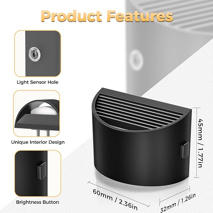 DORESshop LED Night Light[2 Pack], Night Lights Plug into Wall, 3 Level Brightness Adjustable Plug in Night Light, Dusk to Dawn Sensor, Nightlights for Adults, Bedroom, Bathroom, Hallway, 3000K