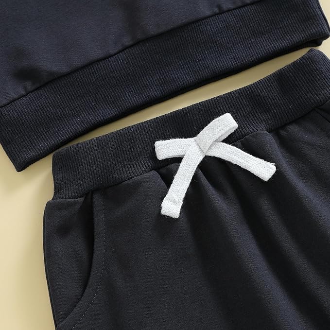 Kupretty Toddler Baby Boy Fall Winter Clothes Color Block Long Sleeve Sweatshirt Pullover Tops + Joggers Pants Outfit Set