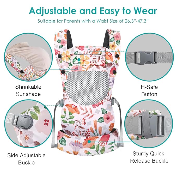 Infant Baby Front Carrier, Toddler Body Carrier, 7-66 Lbs Ergonomic Design, Lumbar Support, Lightweight Baby Chest Carriers (3-36 Months)