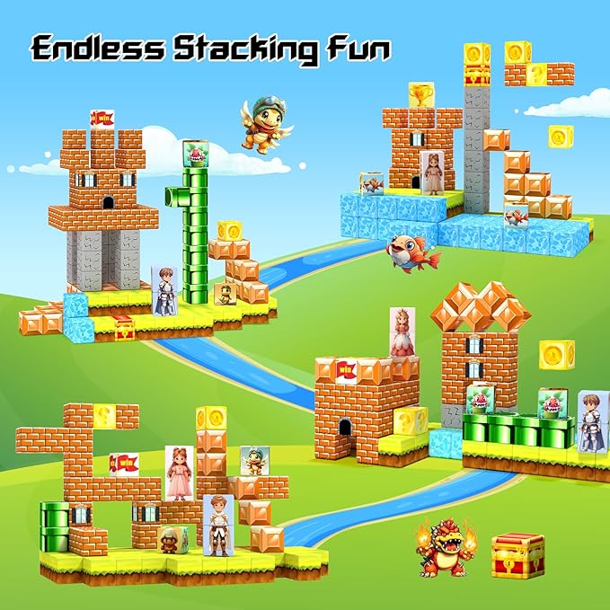 Magnetic Blocks- Magnetic Building Blocks Magnet Cube Toys Stacking, Build Forest Toys & Games Set, STEM Sensory Play, Birthday Giftsfor Kids Boys Girls Age 3 4 5 6 7 8 9 10 (54pcs 1inch)
