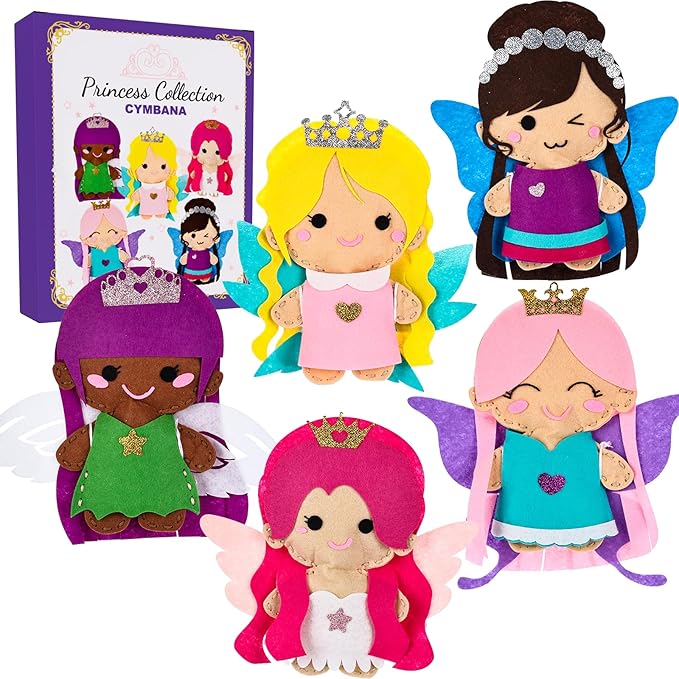 Cymbana Princess Felt Craft Kit for Girls Beginner Sewing Kit, Arts and Crafts for Kids Ages 8-12 Make Your Own Fashion Designer Kits