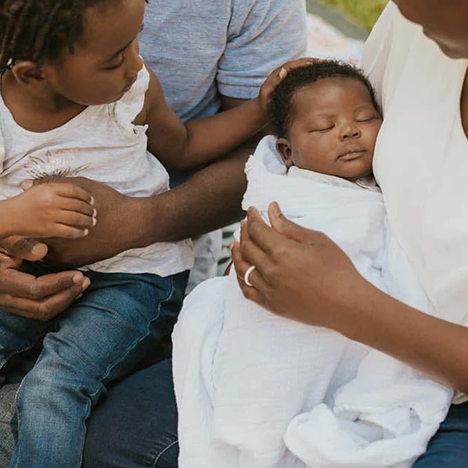 Little Unicorn - Cotton Muslin Swaddle Blanket | Single | 100% Cotton | Super Soft | Newborns and Infants | 47" x 47" | Unisex (White)