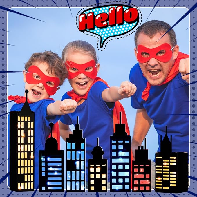 15 Pcs Hero Party Favor Boxes Skyscraper 3D City Box Skyline Buildings Heroes Candy Goodies Boxes Hero Theme Centerpiece Decorations Birthday Party Supplies(Colorful)