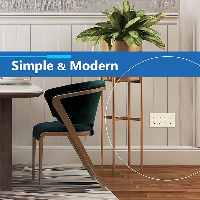 LIDER Matte Finish Decorator Switch Cover, Screwless Wall Plate, Mid-Size 4-Gang 4.88" x 8.58", Unbreakable Polycarbonate Thermoplastic, UL Listed, LSWP-34M-LA, Light Almond