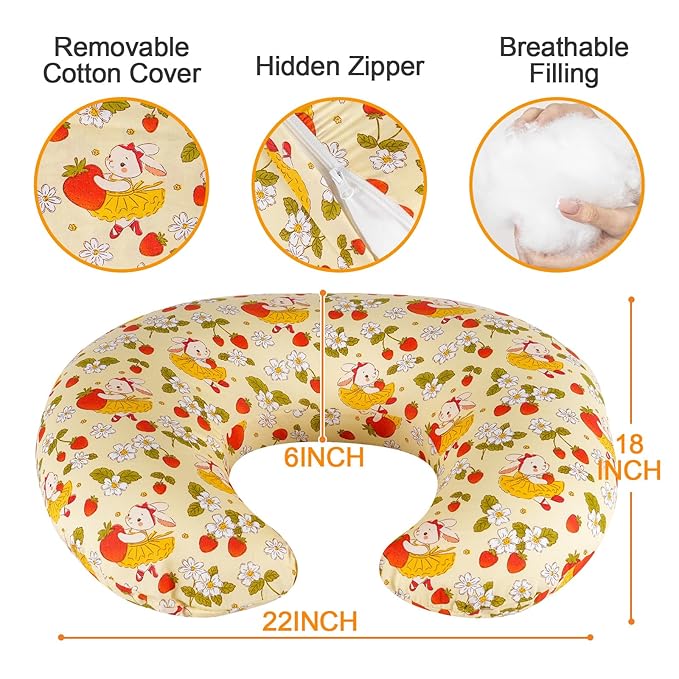 Baby Nursing Pillow for Breastfeeding, Adjustable Breast Feeding Pillow for Bottle Feeding, Ergonomic Support for Mom and Baby Healthier Nursing, for Newborn (Bunny)